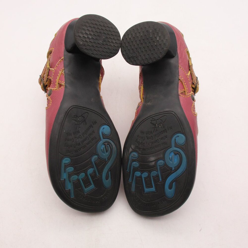 John Fluevog Pink and Black Sculpted Heel Mary Jane Pumps - Picture 7 of 13